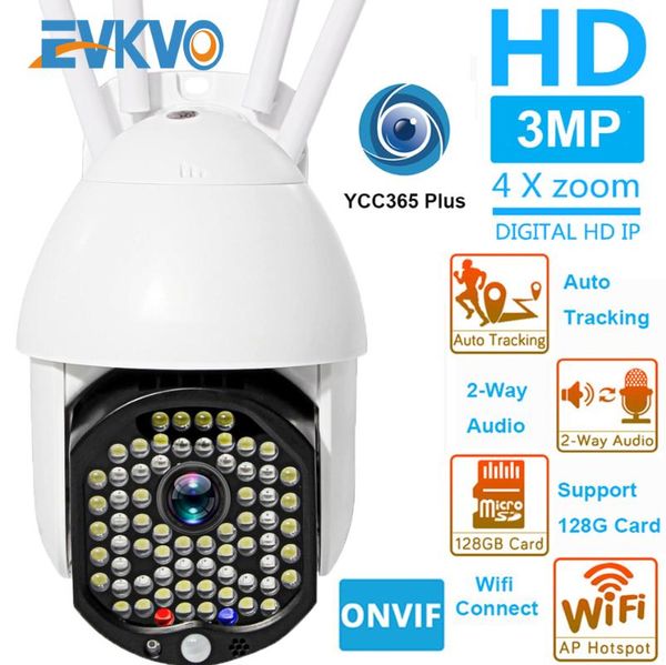 

3mp 64led ip camera wifi ptz dome surveillance outdoor fhd color night vision alarm wireless home auto tracking security camera