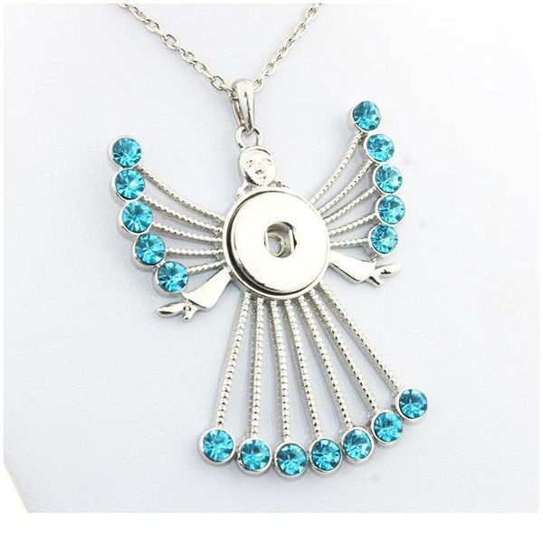 

2016 crystal wing metal snap button jewelry female angel pendant &necklace oem, odm ne249 (fit 18mm snaps) one directio bbyviu, Silver