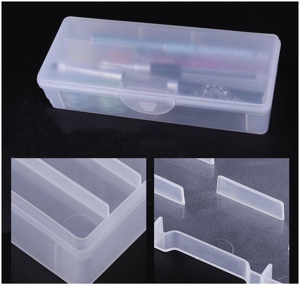 

1pc rectangle double-layer nail art tool empty storage box tweezers clippers pens polishing nail buffer files plastic c jllsss