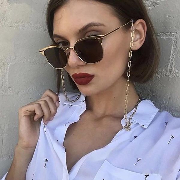 

punk fashion sunglasses chain women gold color metal reading glasses chain eyewears cord holder neck strap rope accessories h jlltjp