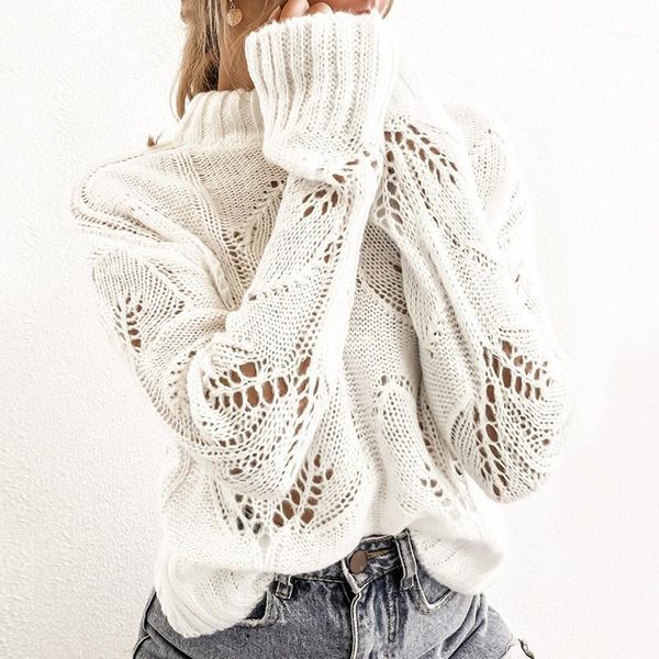 

turtleneck crohect hollow out women pullover sweater autumn winter casual female jumper streetwear ladies overalls sweater1, White;black