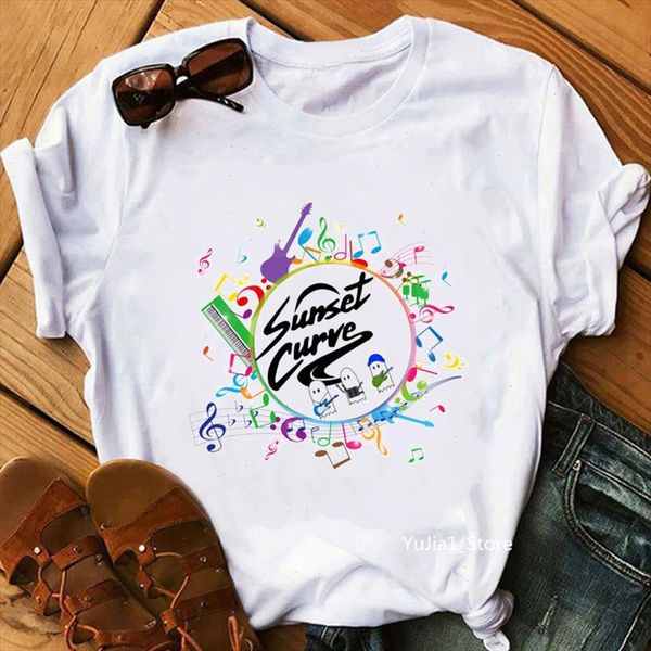

2021 julie and the phantoms graphic tshirts women vogue funny music notes t shirt femme harajuku kawaii clothes t shirt, White