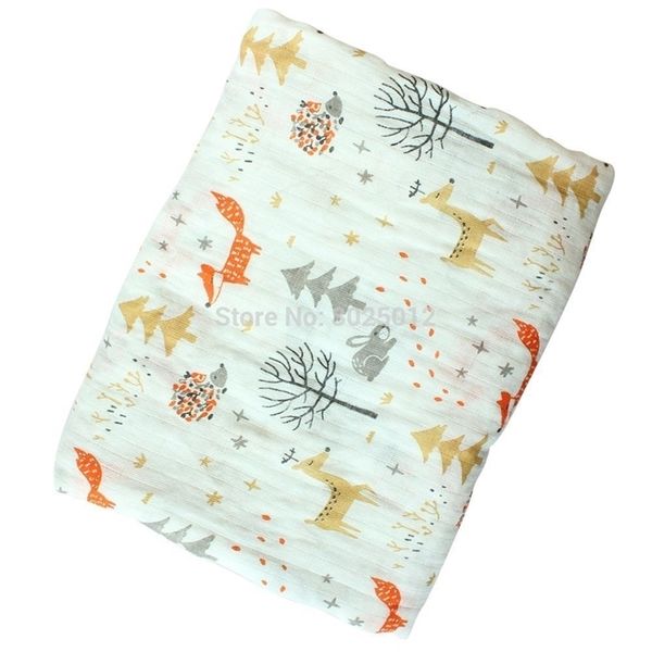 

100% muslin cotton blankets cartoon dinosaur fox multi-use newborn swaddle muslin baby blanket infant gauze both towel baby wrap y201009