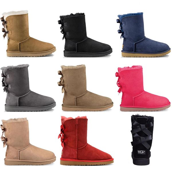 

2020 новые женские снежные сапоги тройной черный каштановый пурпурной розовый военно-морской флоз мода классические лодыжки короткие меховые, Black