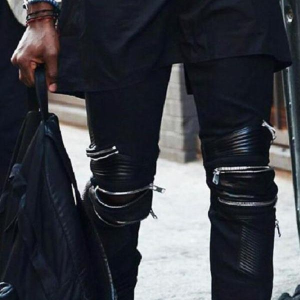 

этап хип-хоп с пу zipper украшения джинсы модных мужские большой jeansjeans и jeanssmall брюки ноги ночной клуб хип-хоп slim брюки v7bth v7b, Blue