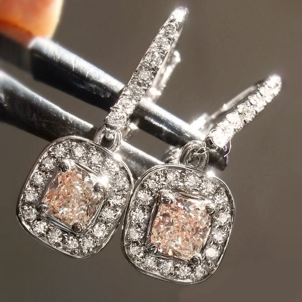 

februaryfrost brand designer princess square drop earrings for women weeding engage evening party female delicate earring fashion jewelry, Golden;silver