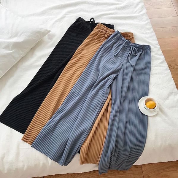 

women summer high waist wide leg pants ladies flare pants casual loose trousers drop shipping good quality, Black;white