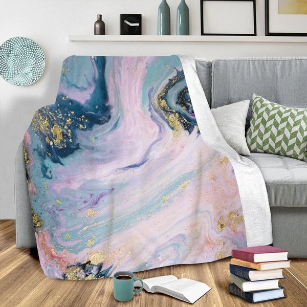 

marble 3d printed gilding winter warm blankets 130*150cm beautiful fleece air conditioning blanket dhd1649