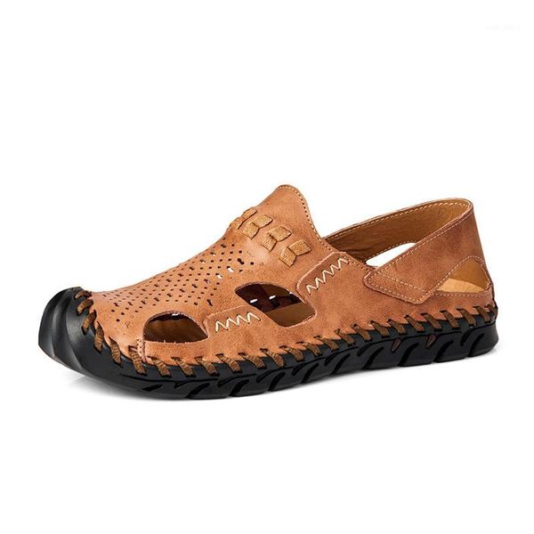 

leather deportivas homme sandals men couro sandalle hombre fashion for man sandles verano shoes 2020 sandel sandalen sandalet1, Black