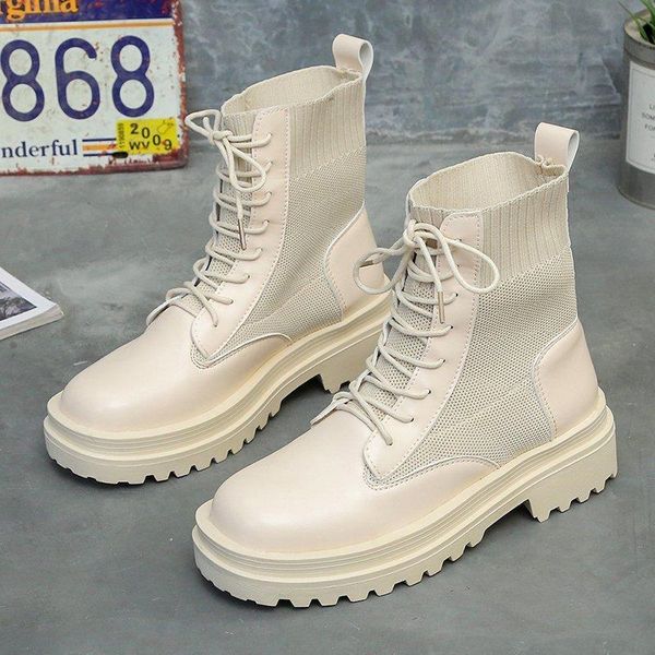 

женщины носок сапоги 2020 осень платформа короткие сапоги готические ботинки женщин мода черная ткань stretch теплый меховой голеностопного, Black