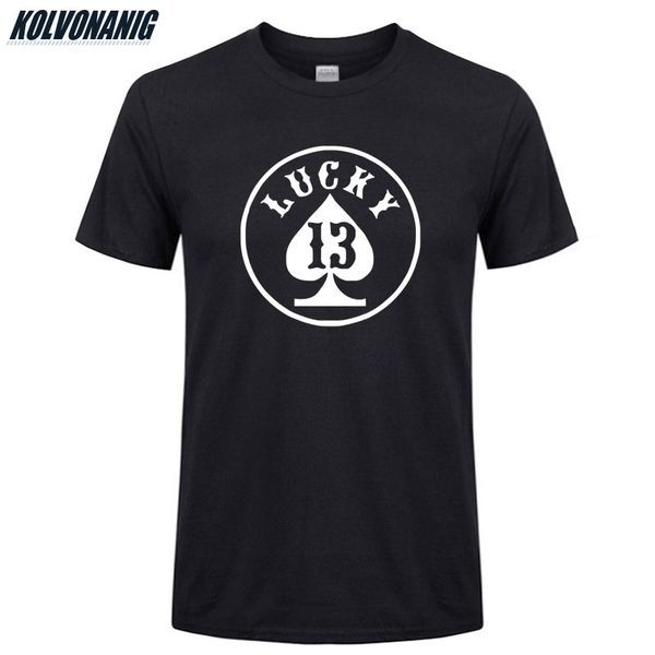 

sport 2020 summer men brand clothing lucky number 13 poker playing cards a printed men's t shirt oversized o-neck cotton rock t-shirts