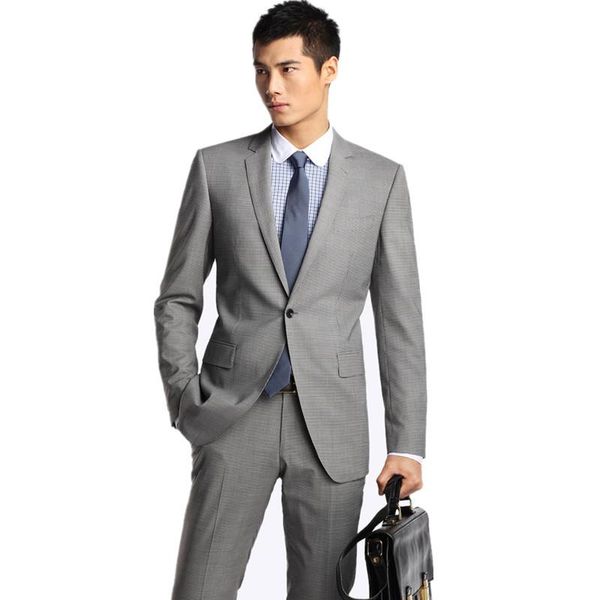 

men's suits & blazers custom made mens light grey jacket pants formal dress men suit set wedding groom tuxedos male leisure, White;black