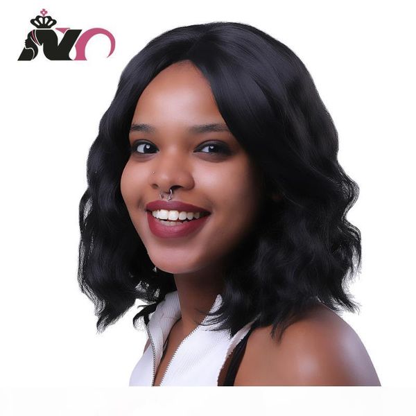 

ny hair bob body lace frontal wig short hair wig 100% human remy nature color for black women pre-plucked, Black;brown
