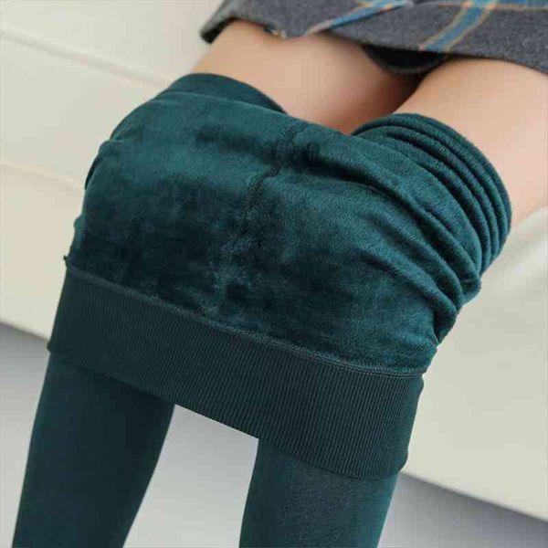 

buy one get one women plush leggings high waist legging femme ladies stretch leggins winter clothes plus size femme, Black
