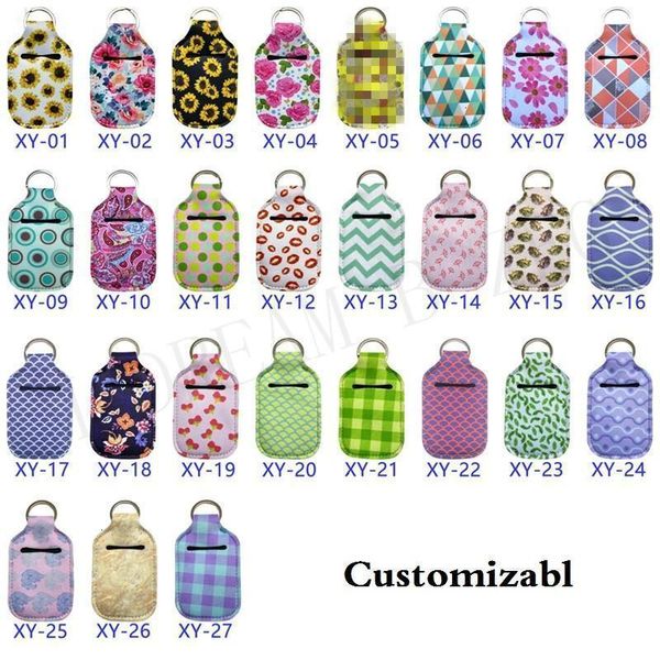 

neoprene bag keychain sanitizer 30ml printed hand soap bottle key ring chapstick holder with baseball dhc1670mdbj