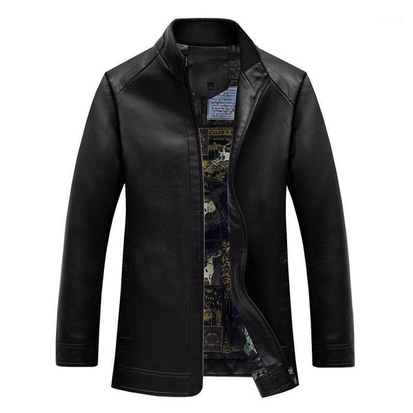 

2020 men's spring stand collar casual pu jacket slim fit casual coat men's brand clothing fashion coats male biker outerwear1, Black