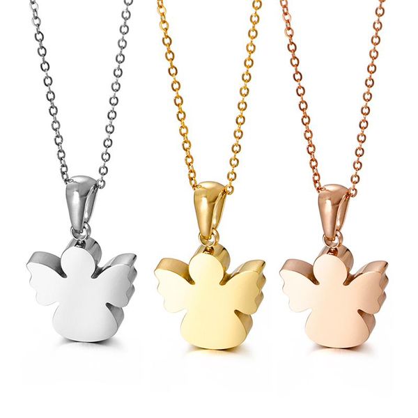 

rose gold silver color angel pendant necklace quality stainless steel chain necklace for women girlfriend love gift