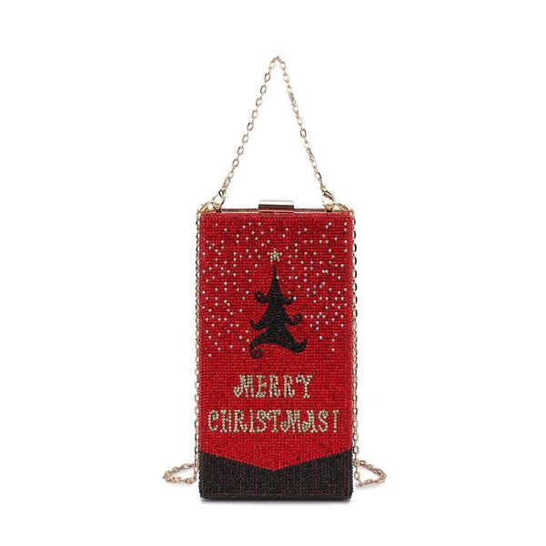

luxury diamond red christmas party evening bag clutch for women fashion purses and handbags shoulder chain bag crossbody