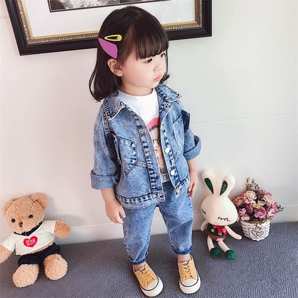 

baby clothes jacket + jeans 2 pcs infant long sleeve outfits autumn casual denim suit for girls y200525, White