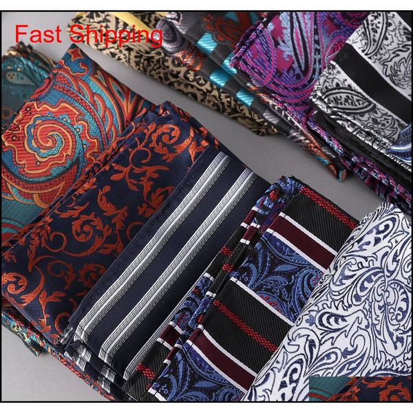 

25*25cm men's 100% silk handkerchief paisley floral jacquard women pocket square towel for business weddin qylqpi bdefashion, Blue;white