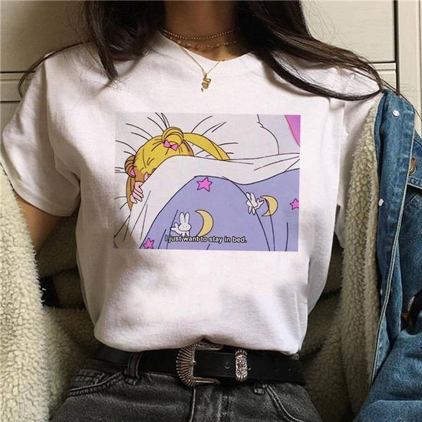 

горячие продажи летние женские футболки harajuku kawaii забавный моряк луна японские женские топы стрит одежда с короткими рукавами девушки, White