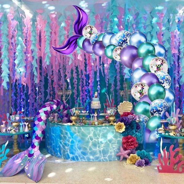 

fengrise background birthday decoration kids mermaid supplies baby shower party favor