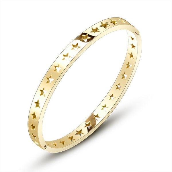 

blouissante dlicate toile creuse en acier inoxydable bracelets bracelets pour femmes femme fille dame la mode haut de gamme bijoux t200422, Black