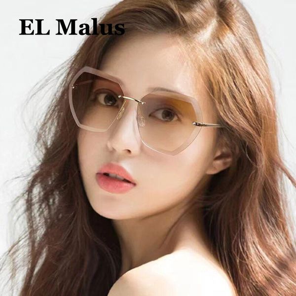 

sunglasses [el malus] rimless diamond cutting lens for women brand designer shades sun glasses oversized women's, White;black