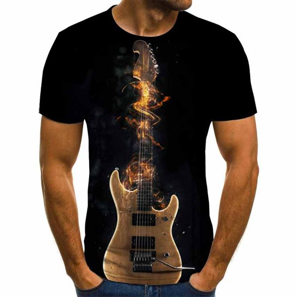 

music and inverted guitar 3d print shirts aesthetic plus size graphic men clothing