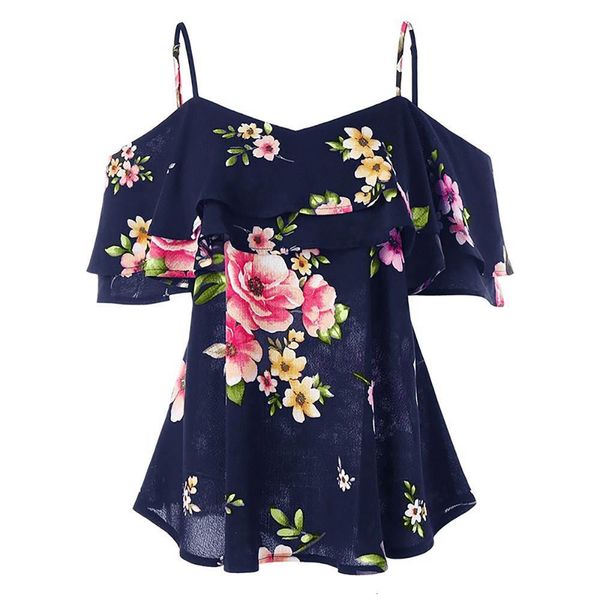 

summer bohemia beach blouse women floral printing off shoulder shirts sleeveless navy black pink white plus size 5xl#z15