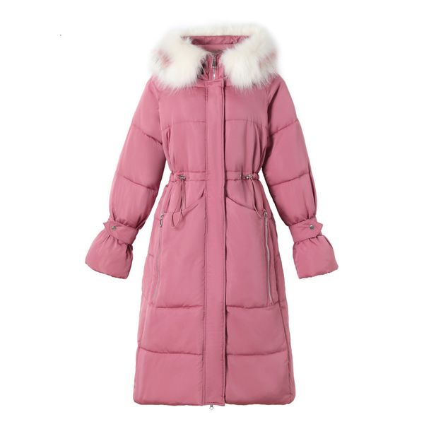 

jacket down parka thicken ladies coat long coats elegant solid color leisure winter women's cotton clothing, Black