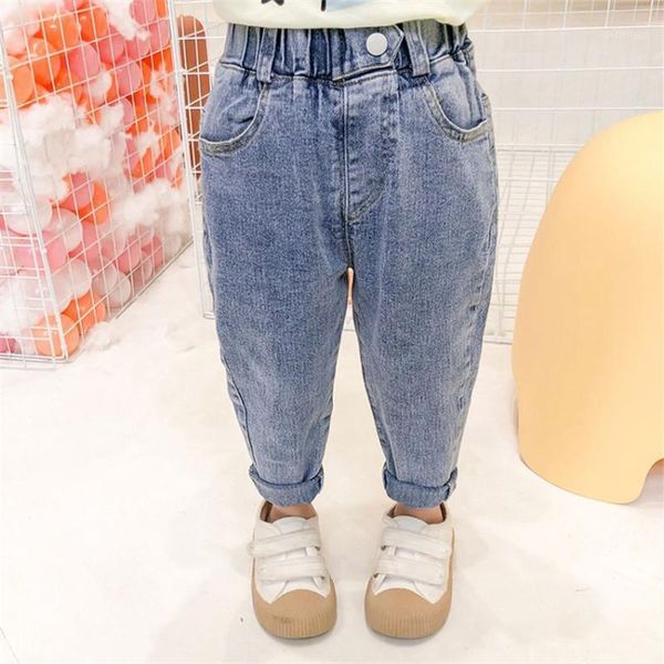 

2-7t toddler kid baby girl clothes spring loose jeans for girls elegant casual plain denim pants infant children trousers1, Blue