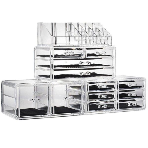 

cosmetic bags & cases [us-w]4pcs/set plastic cosmetics storage rack transparent190812314