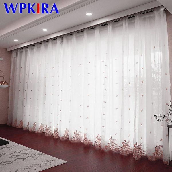 

curtain & drapes peacocks design white voile for living room window panel embroidered sheer bedroom romantic tulle m081d31