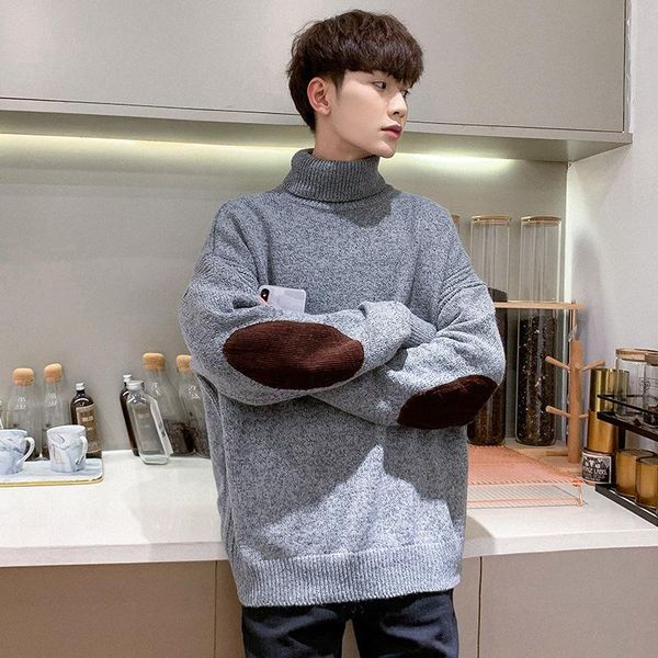 

winter japanese-style high collar sweater men trend korean-style thick loose-fit, White;black