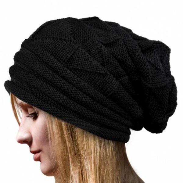 

women's cap winter hats for baggy warm geometric crochet wool knitted stylish ski beanie skull slouchy hats for women, Blue;gray
