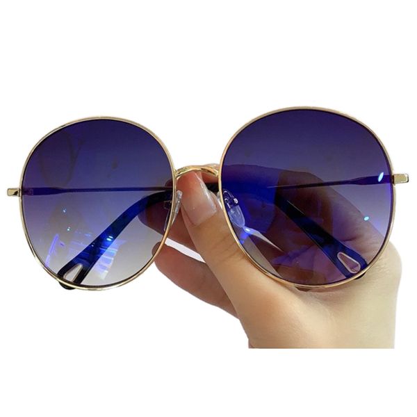 

metal frame women sunglasses 2021 brand fashion big round sun glasses female uv400, White;black