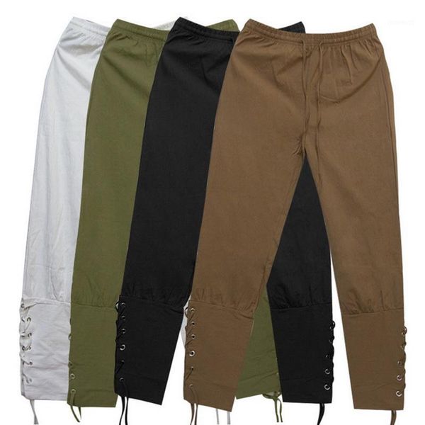 

heflashor 2019 new retro medieval pants new men's ankle lace-up pants trousers men casual loose trousers1, Black