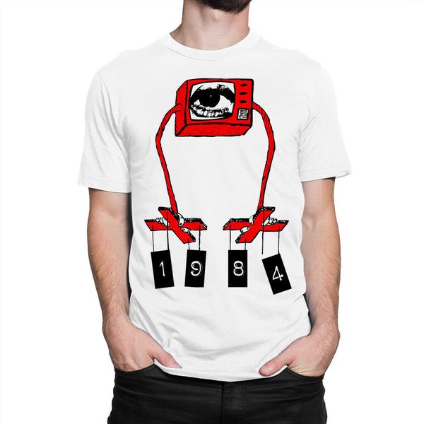 

george orwell 1984 t-shirt, 2020 fashion short sleeve printed round men price custom made t shirts sport hooded sweatshirt hoodie