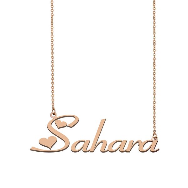 

sahara name necklace custom nameplate pendant for women girls birthday gift kids friends jewelry 18k gold plated stainless steel, Silver