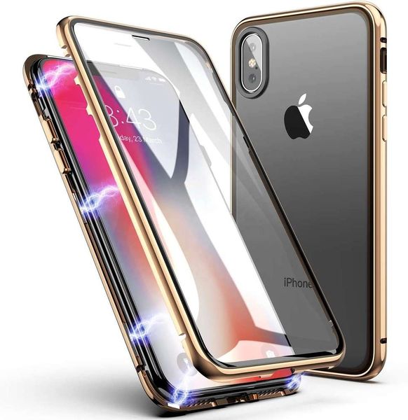 

3e8ujh7y6zhike metal aluminum frame double sided tempered glass 360 degree full protection magnetic clear phone case for iphone xs maxvip2