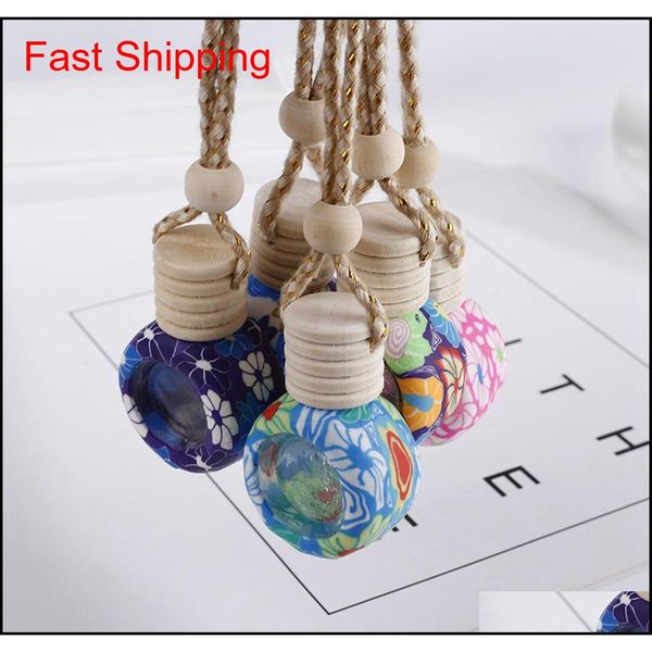 

8ml hanging car perfume floral bottle fragrance diffuser bottle air freshner empty glass essential oil bottle car acc qylpgx bde_home, Silver