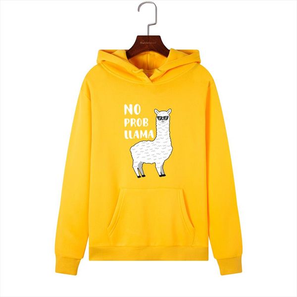 

женщины толстовки толстовки толстовка с капюшоном смешные животных llama печать осень зима пуловер женщины hoodie топы одежда outwear, Black