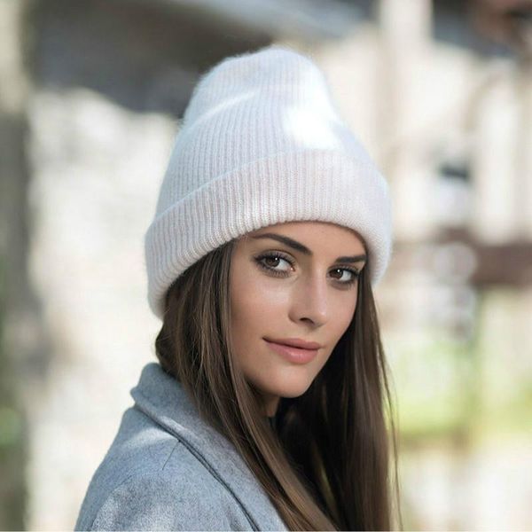 

beanie/skull caps women winter hat knitted beanie cashmere hats for cap autumn fur ladies solid beanies bonnet, Blue;gray