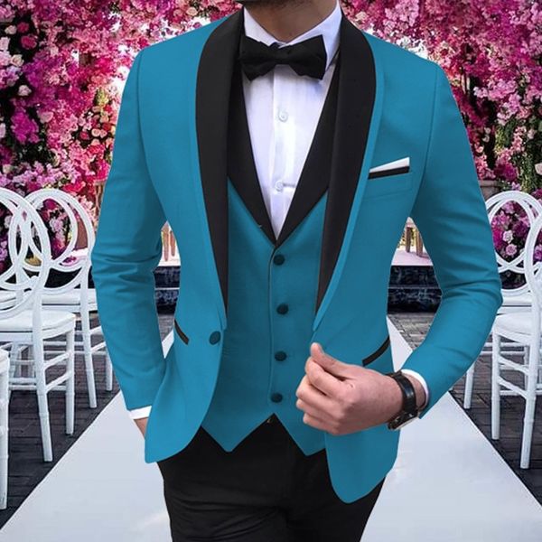 Мужские костюмы 3 штуки вечеринка костюм Slim Fit Suits Classic Design Shawle отворот смокинги помп блейзер брюки брюки жилет для свадьбы 201027