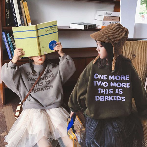 

printed wtern sle letter sweater girls' winter children's wear, Black