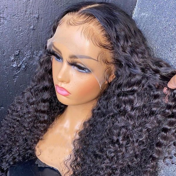 

180 density soft kinky curly lace front wig for fashion women black with babyhair preplucked glueless daily long high temperature natural ha, Black;brown