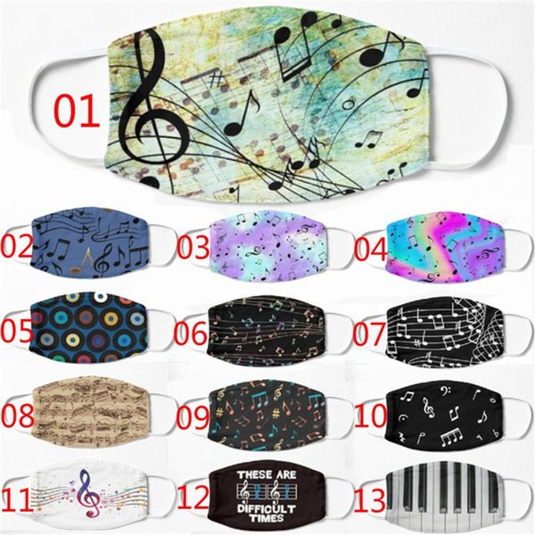 

colorful music face masks personality party funny mask washable reusable breathable protective mask dust-proof cotton mouth kimter-z174a, Black
