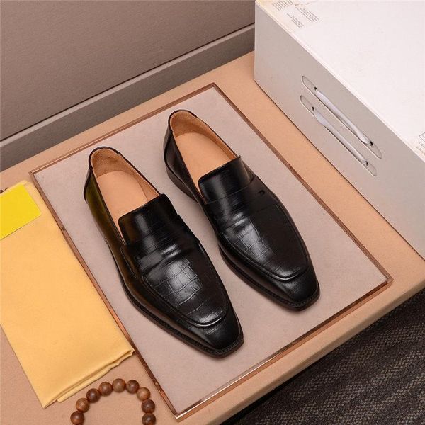 

l1 brand fashion men business luxury dress loafers pointed black shoes oxfords breathable formal wedding shoes 11