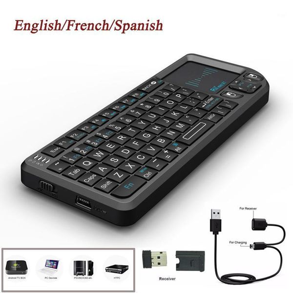 

2020 rii mini x1 french spanish english mini 2.4ghz wireless keyboard air mouse with touchpad for android tv box/mini pc/lap